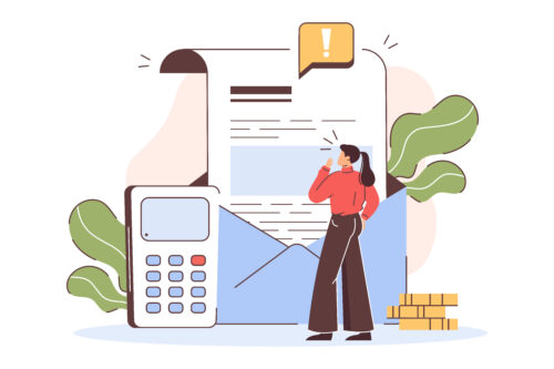 Worried woman looking at document