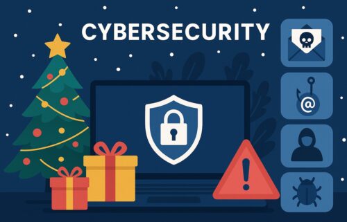 Cybersecurity themed holiday illustration