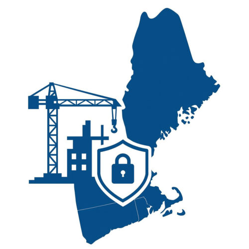 Map of New England with construction and security