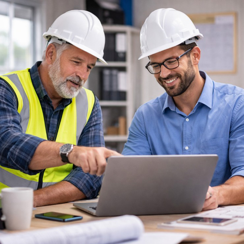 Construction and IT team collaborating on a project
